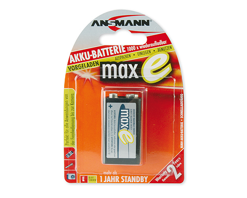 BATERII, ACUMULATOARE, INCARCATOARE ANSMANN - Acumulatori 9V - 200mAh ambalati cate 1- maxE